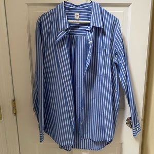 Gap BF style blue stripe button up blouse, sz L